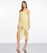 Roxie Beaded Lace Asymmetrical Midi Dress