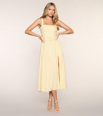 Brunch Booked Linen-Blend Midi Dress