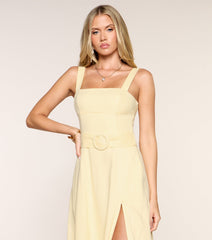 Brunch Booked Linen-Blend Midi Dress