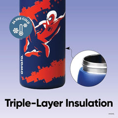 Owala Spider-Man FreeSip Insulated Stainless Steel Water Bottle with Straw, Suitable for Sports, Travel, and School, BPA-Free, 32 oz (approx. 907.2 ml), Swing