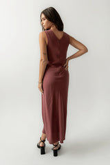 Hailey Lace Trim Maxi Dress in Marsala