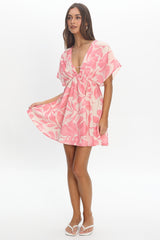 Hether Pleat Bust Mini Dress Pink
