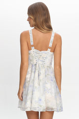 Miss Hollywood Lace-Up Back Mini Dress Ivory