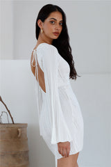 Soulful Nights Long Sleeve Mini Dress White