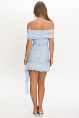 Talking Stage Off-Shoulder Mini Dress Blue