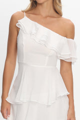 Elizaveta One-Shoulder Tiered Maxi Dress Ivory