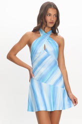 Esta Halterneck Mini Dress Ocean