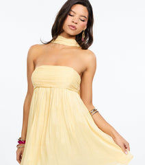 Demi Crinkle Satin Strapless Mini Dress