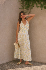 Limoncello Halter Maxi Dress Yellow