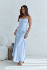 Love And Desire Satin Maxi Dress Blue