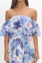 Nanjing Ruffle Maxi Dress Blue