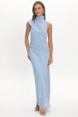 Renata High Neck Maxi Dress Blue