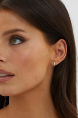 Zelda Zircon Pave Hoop Earrings Gold