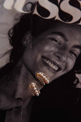 Odette Pearl Diamante Earrings Gold
