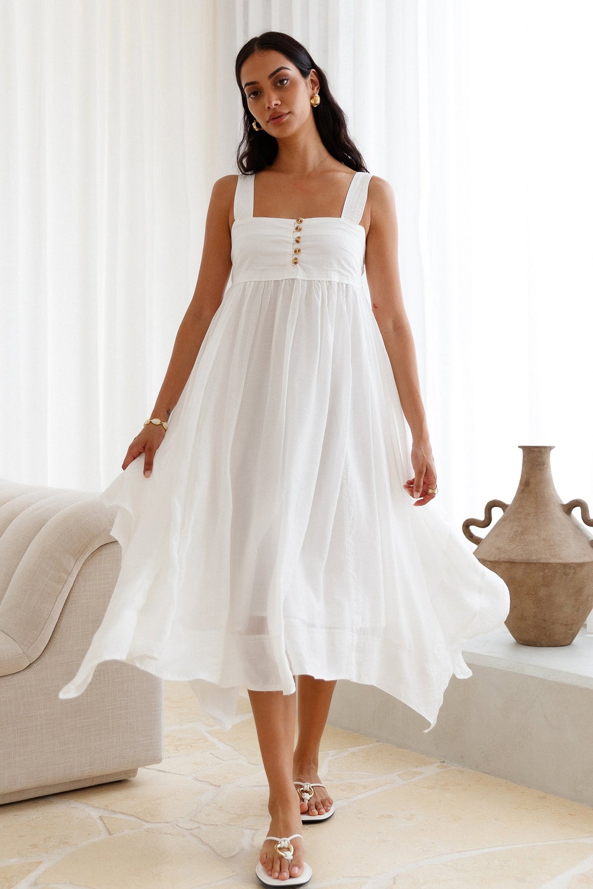 Restful Escape Midi Dress White