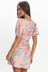 Jennica Puff Sleeve Mini Dress Floral