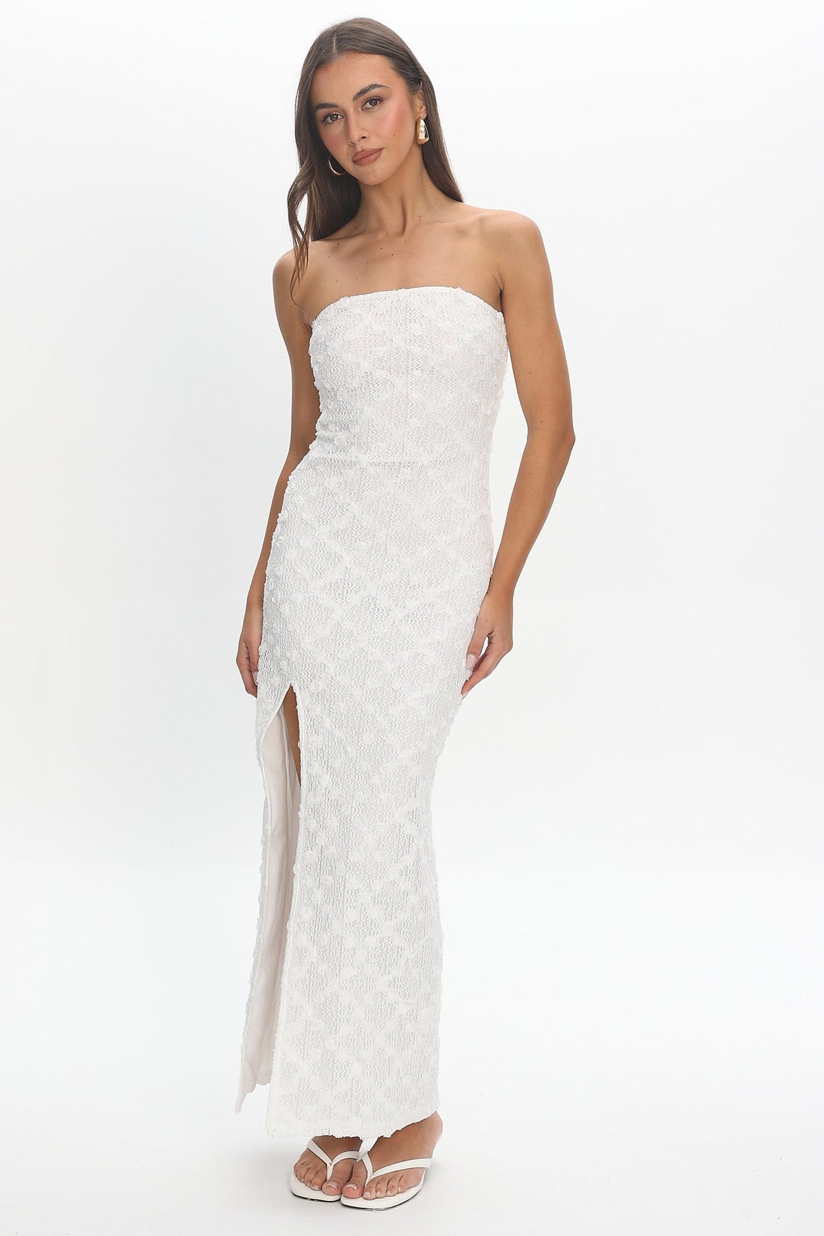 Sancia Front Split Maxi Dress White