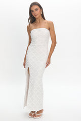Sancia Front Split Maxi Dress White
