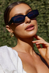Kendall Slim Rectangle Sunglasses Black