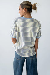 Jenna Striped Top in Blue