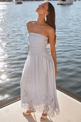 Delicate Dreams Strapless Maxi Dress Light Blue